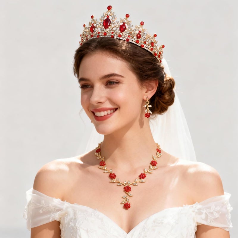 Kamirola Tiaras and Crowns for Women,Tiaras Earrings Necklace, Crystal Bridal Jewelry Set, Costume Party Halloween Prom Pageant Jewelry for Women(TR45) - Image 4